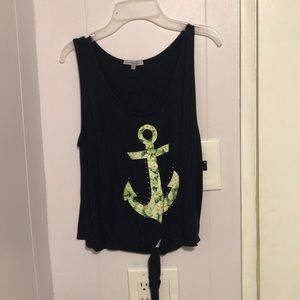Nautical tank with anchor on front with flowers